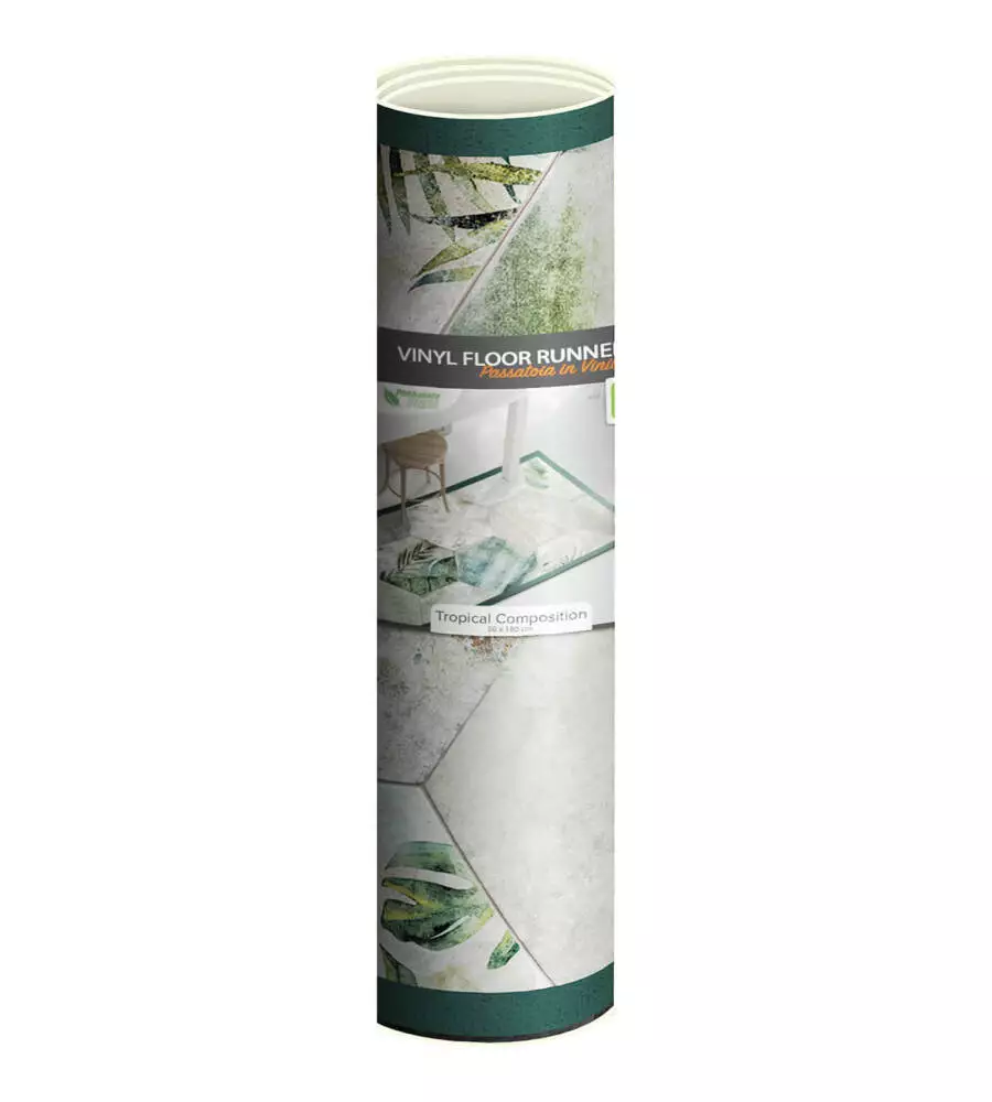 PASSATOIA IN VINILE "RUNNER" FANTASIA "TROPICAL COMPOSITION", 180X50 CM