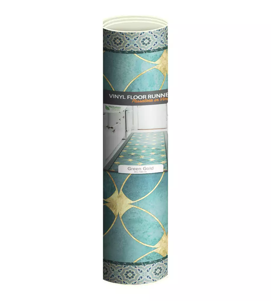 PASSATOIA IN VINILE "RUNNER" FANTASIA "GREEN GOLD", 180X50 CM