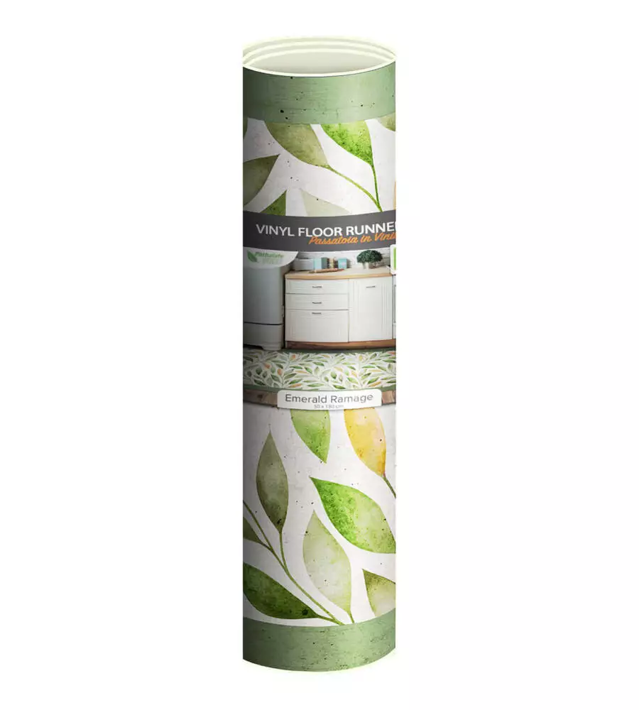 PASSATOIA IN VINILE "RUNNER" FANTASIA "EMERALD RAMAGE", 180X50 CM