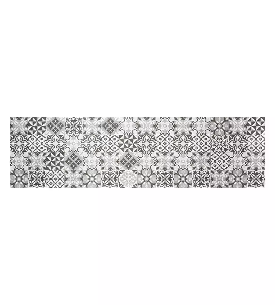PASSATOIA IN VINILE "RUNNER" FANTASIA "PIASTRELLE GRIGIE", 180X50 CM