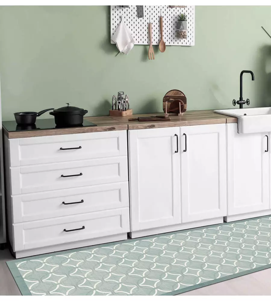 PASSATOIA IN VINILE "RUNNER" FANTASIA "OLD STYLE GREEN", 180X50 CM