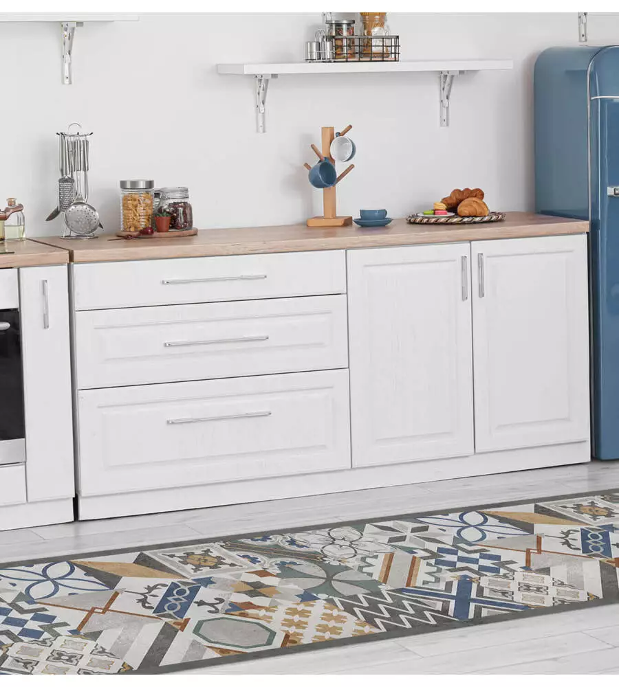 PASSATOIA IN VINILE "RUNNER" FANTASIA "CEMENT TILES", 180X50 CM