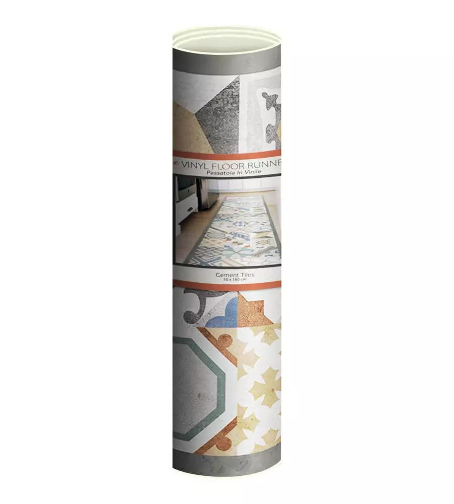 PASSATOIA IN VINILE "RUNNER" FANTASIA "CEMENT TILES", 180X50 CM