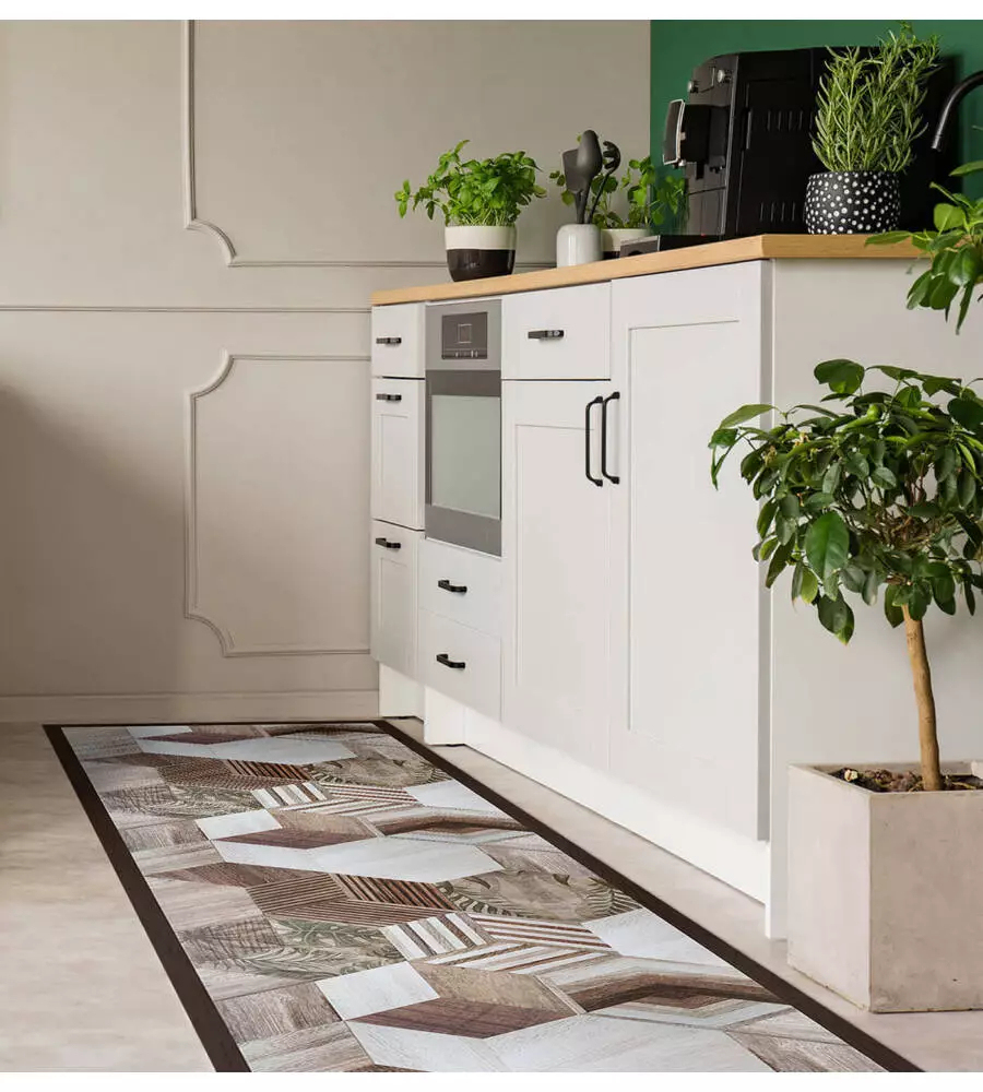 PASSATOIA IN VINILE "RUNNER" FANTASIA "TROPICAL HEXAGONS", 180X50 CM