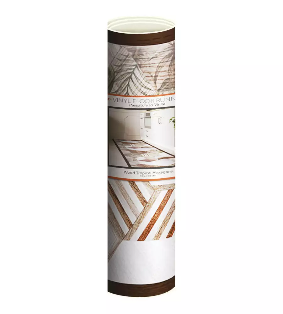 PASSATOIA IN VINILE "RUNNER" FANTASIA "TROPICAL HEXAGONS", 180X50 CM