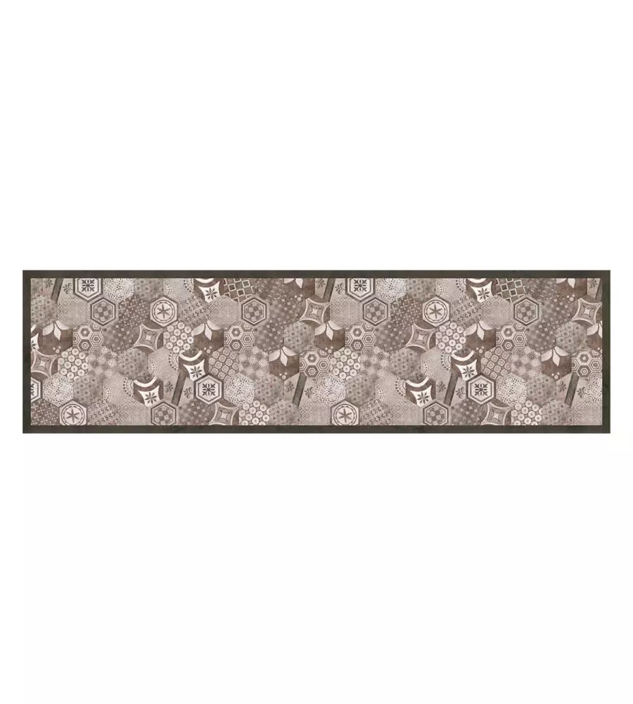 PASSATOIA IN VINILE "RUNNER" FANTASIA "HEXAGONAL GREEN TILES", 180X50 CM