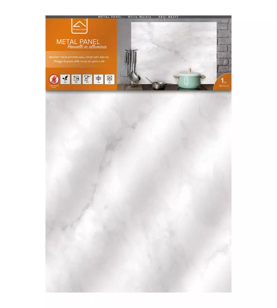 PARASCHIZZI DA CUCINA IN ALLUMINIO FANTASIA "MARBLE", 72X48 CM