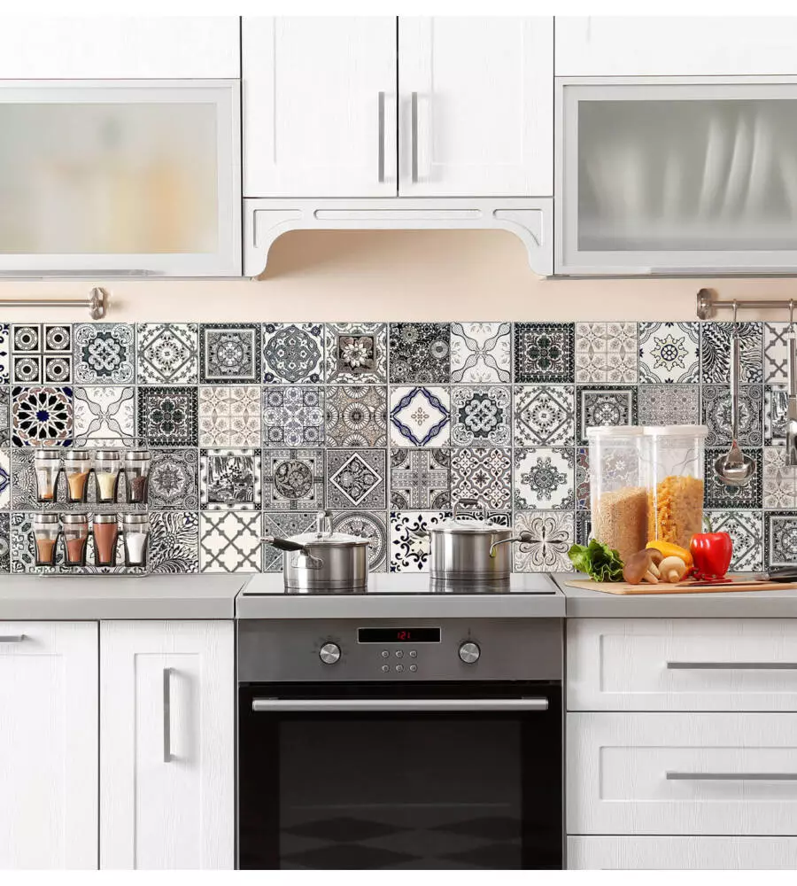 PARASCHIZZI ADESIVO DA CUCINA FANTASIA "AZULEJOS ANTICHI", 190X60 CM
