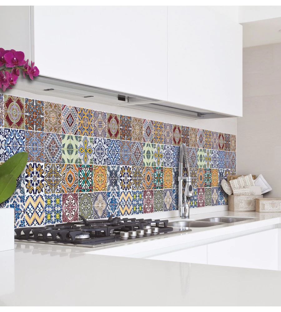 PARASCHIZZI ADESIVO DA CUCINA FANTASIA "AZULEJOS", 190X60 CM