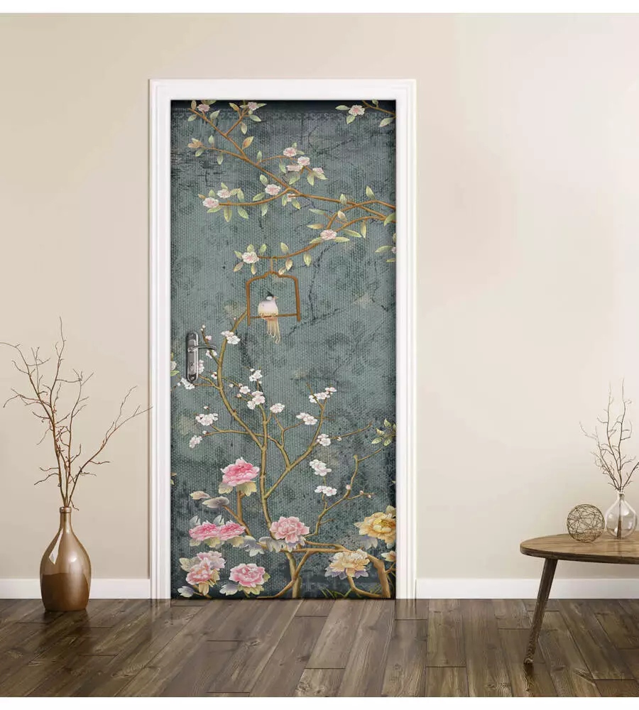 RIVESTIMENTO PER PORTA IN VINILE FANTASIA "ROMANTIC RAMAGE", 210X83 CM