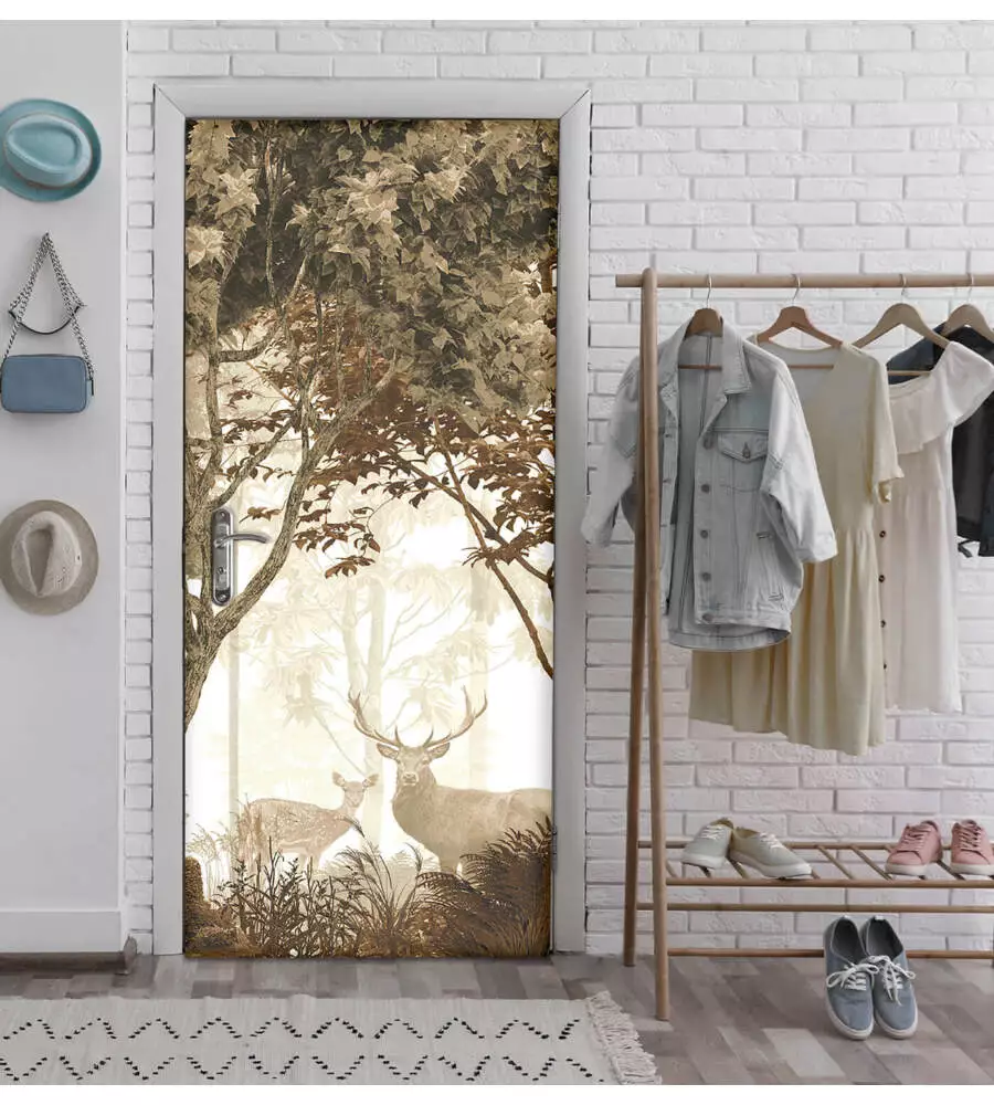 RIVESTIMENTO PER PORTA IN VINILE FANTASIA "SCANDINAVIAN FOREST", 210X83 CM