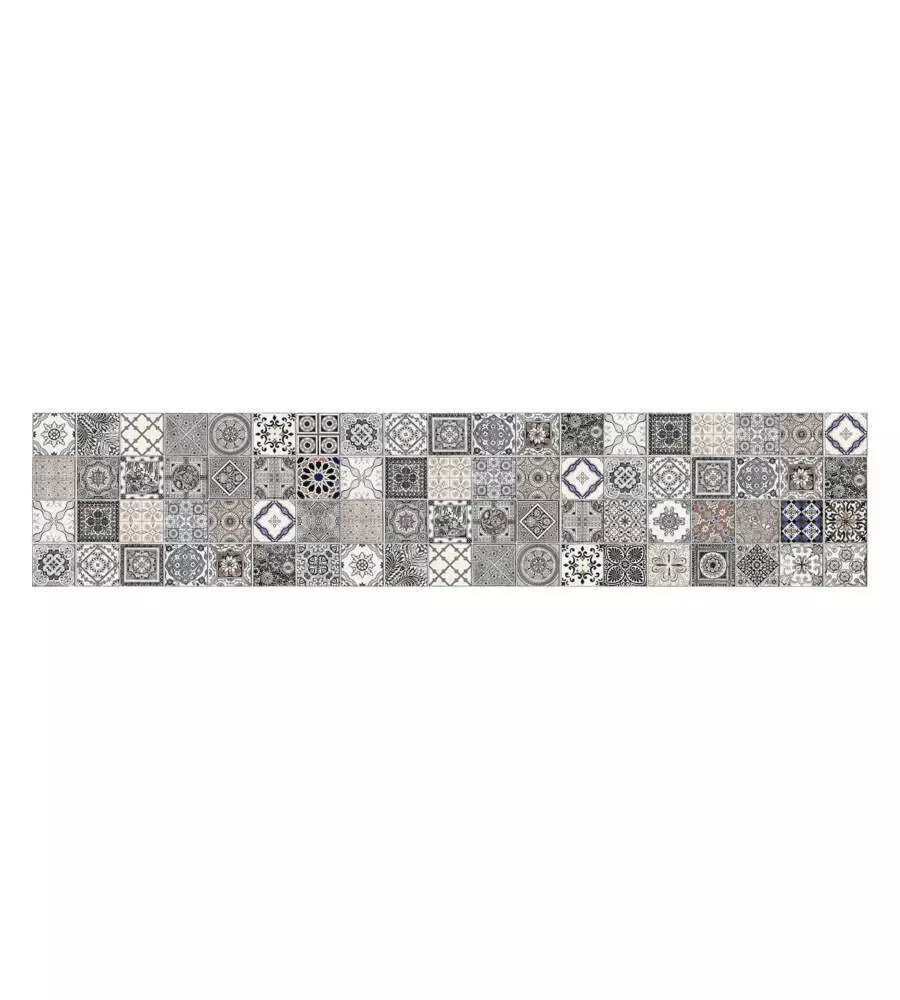 PASSATOIA IN VINILE "RUNNER" FANTASIA "AZULEJOS VINTAGE", 240X50 CM