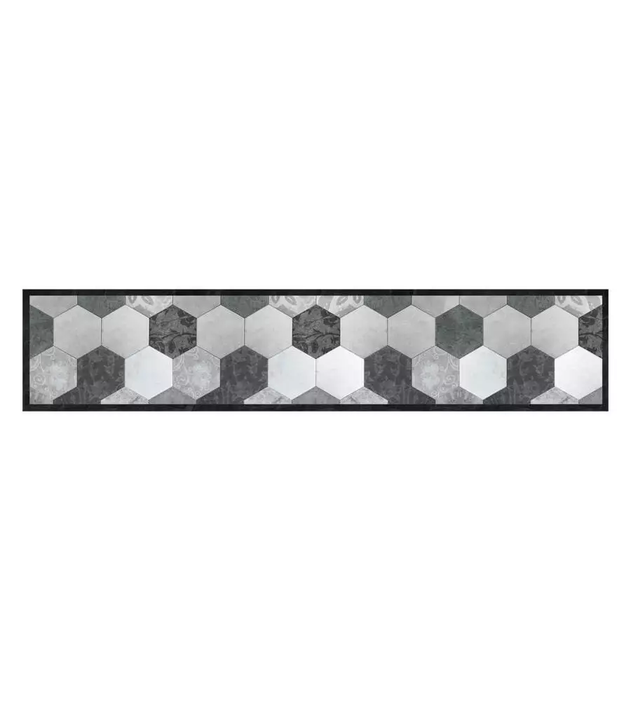 PASSATOIA IN VINILE "RUNNER" FANTASIA "GREY EXAGONS", 240X50 CM