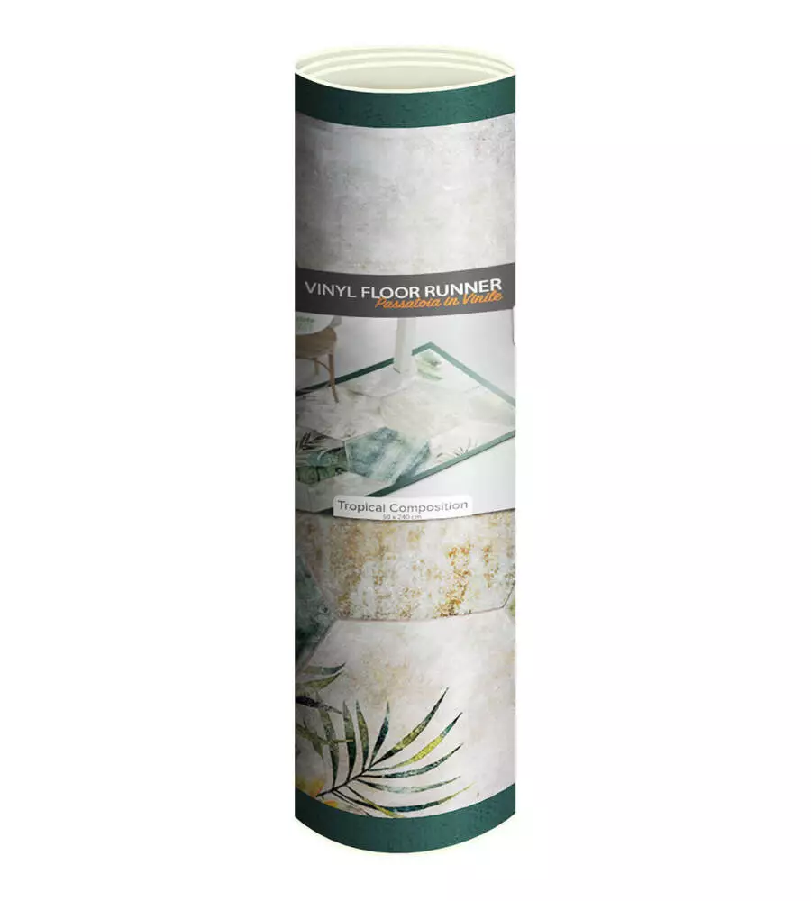 PASSATOIA IN VINILE "RUNNER" FANTASIA "TROPICAL COMPOSITION", 240X50 CM