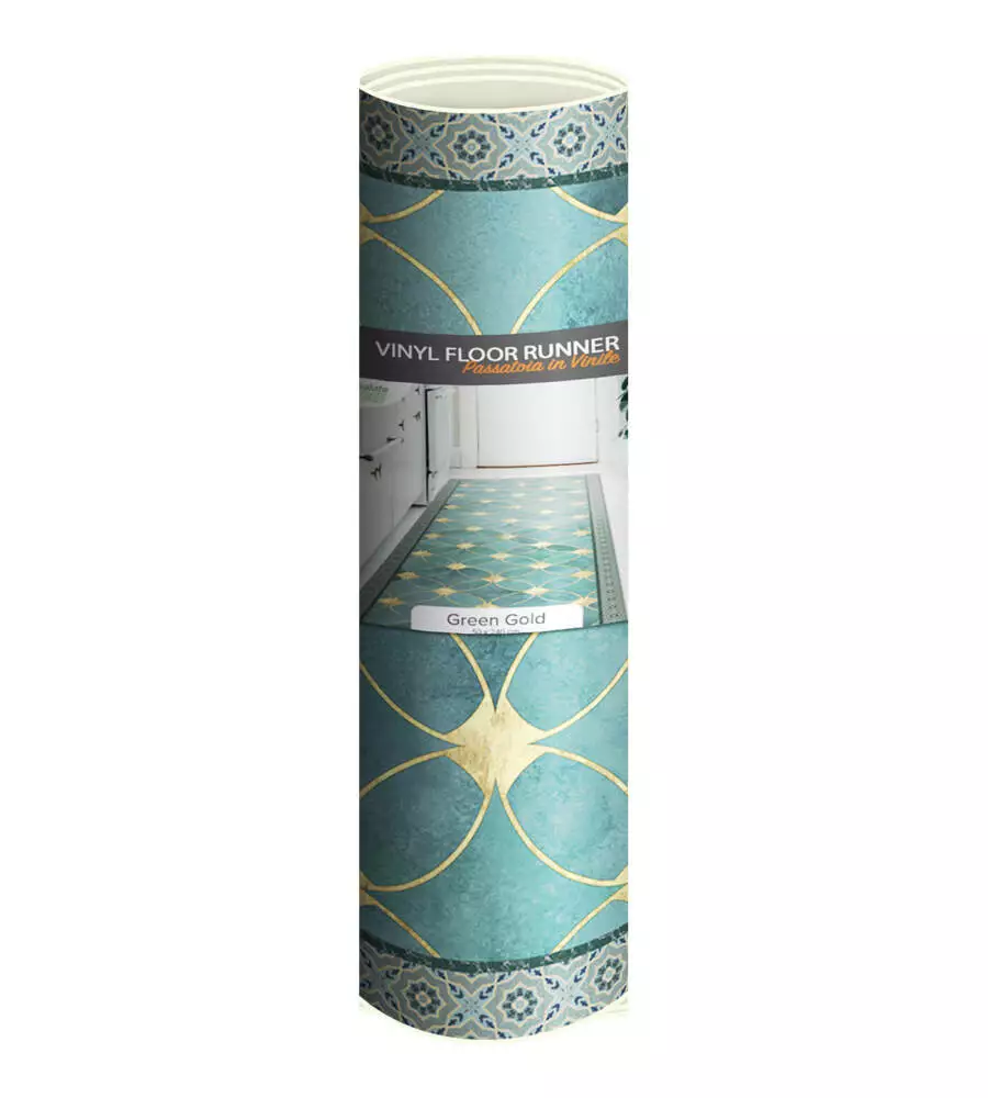 PASSATOIA IN VINILE "RUNNER" FANTASIA "GREEN GOLD", 240X50 CM