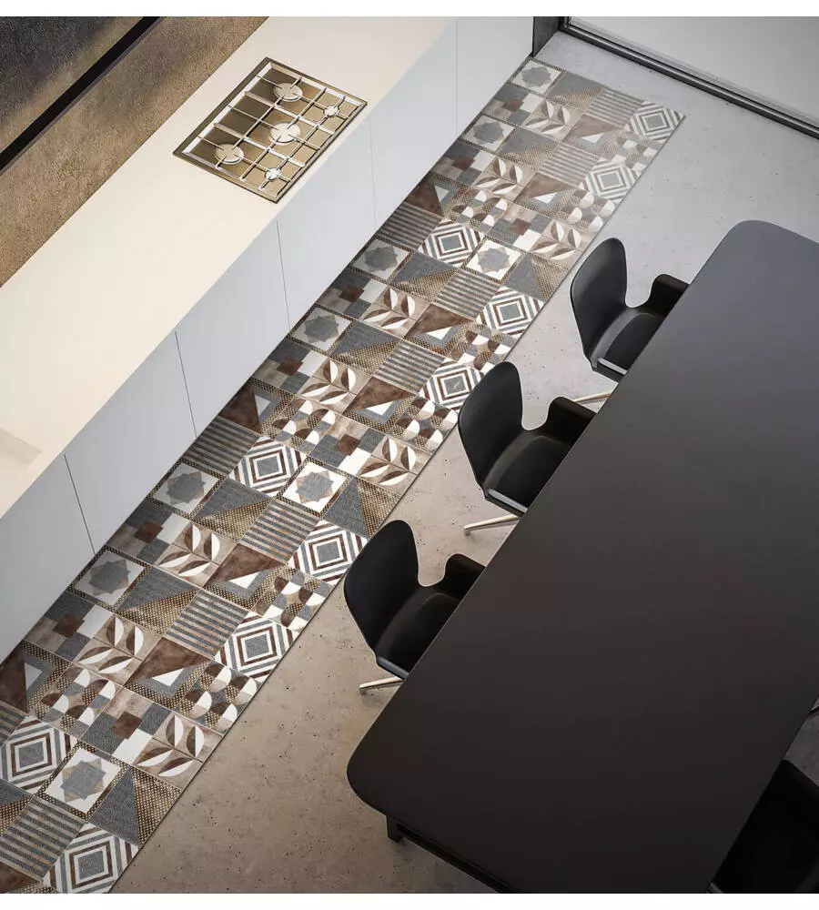 PASSATOIA IN VINILE "RUNNER" FANTASIA "BROWN CEMENTINE", 240X50 CM