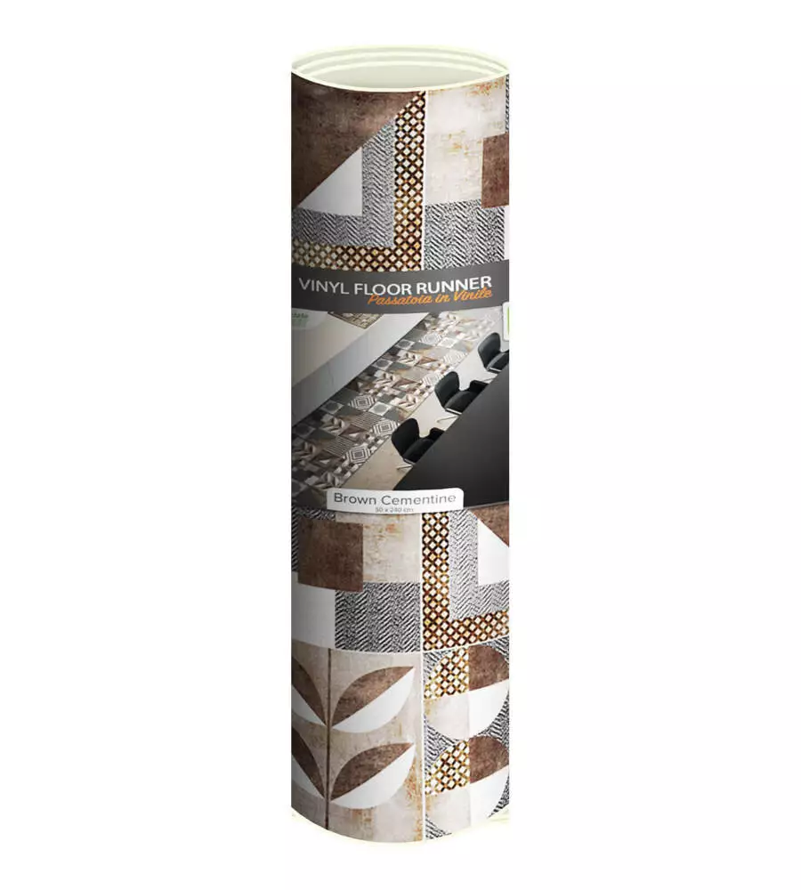 PASSATOIA IN VINILE "RUNNER" FANTASIA "BROWN CEMENTINE", 240X50 CM