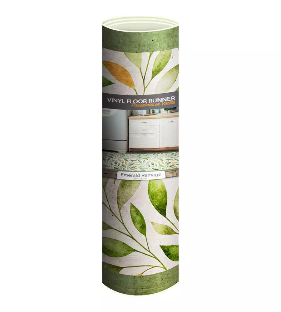 PASSATOIA IN VINILE "RUNNER" FANTASIA "EMERALD RAMAGE", 240X50 CM