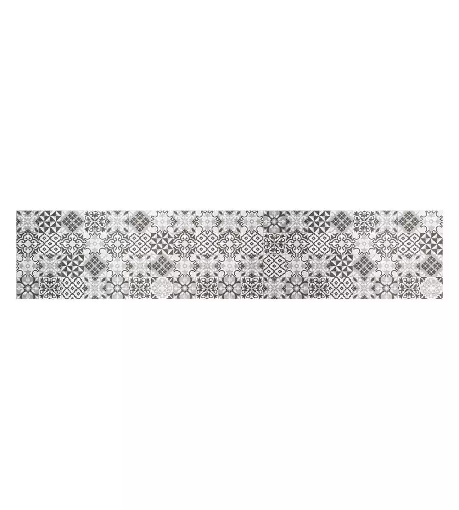 PASSATOIA IN VINILE "RUNNER" FANTASIA "PIASTRELLE GRIGIE", 240X50 CM