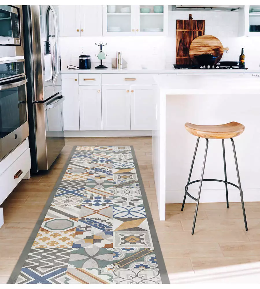 PASSATOIA IN VINILE "RUNNER" FANTASIA "CEMENT TILES", 240X50 CM