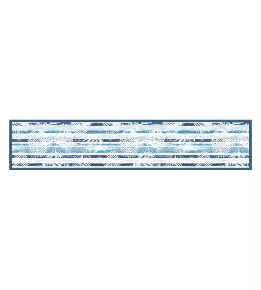 PASSATOIA IN VINILE "RUNNER" FANTASIA "BLUE TROPICAL", 240X50 CM