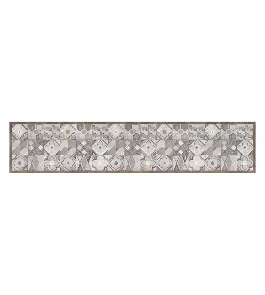 PASSATOIA IN VINILE "RUNNER" FANTASIA "HAND-DRAWN TILES", 240X50 CM