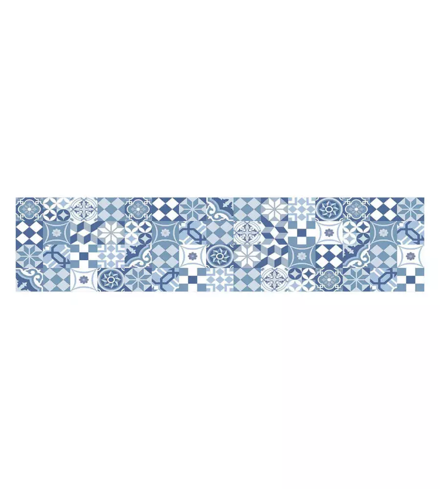 PARASCHIZZI ADESIVO DA CUCINA FANTASIA "CEMENTINE AZZURRE", 260X60 CM