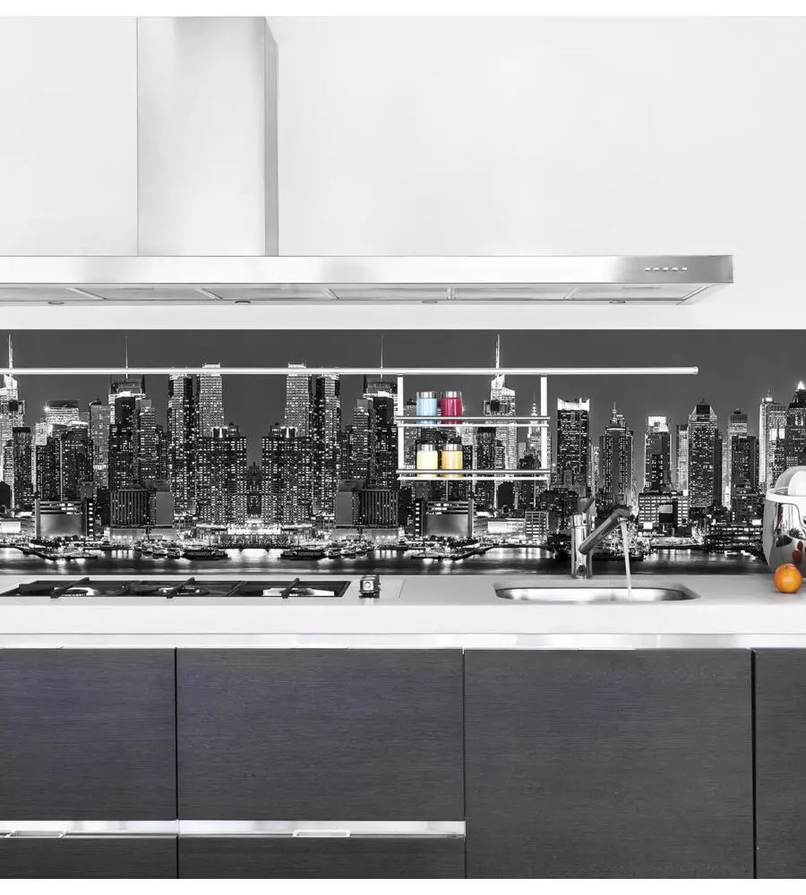 PARASCHIZZI ADESIVO DA CUCINA FANTASIA "SKYLINE", 260X60 CM