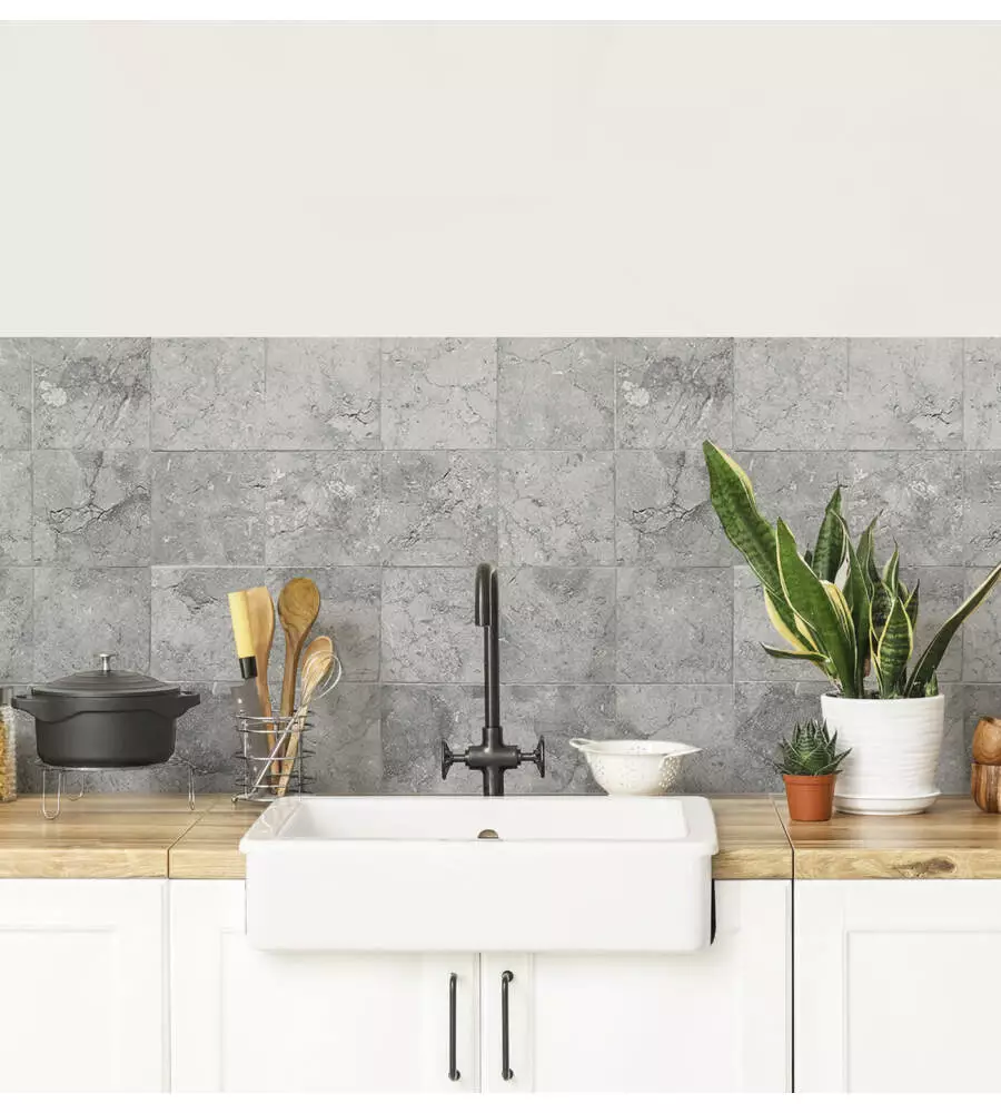 PARASCHIZZI ADESIVO DA CUCINA FANTASIA "STONE TILES", 260X60 CM
