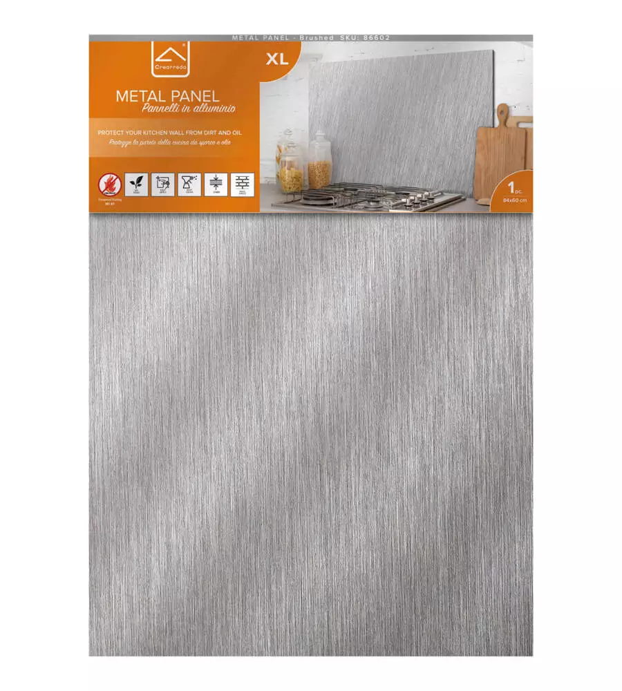PARASCHIZZI DA CUCINA IN ALLUMINIO FANTASIA "BRUSHED", 84X60 CM