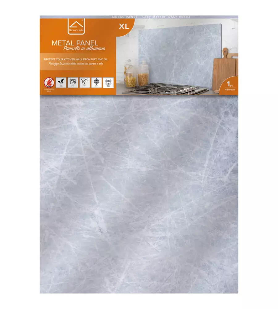 PARASCHIZZI DA CUCINA IN ALLUMINIO FANTASIA "MARBLE", 84X60 CM