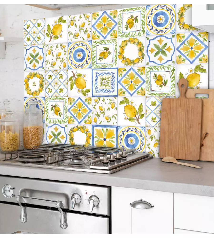 PARASCHIZZI DA CUCINA IN ALLUMINIO FANTASIA "LEMON", 84X60 CM
