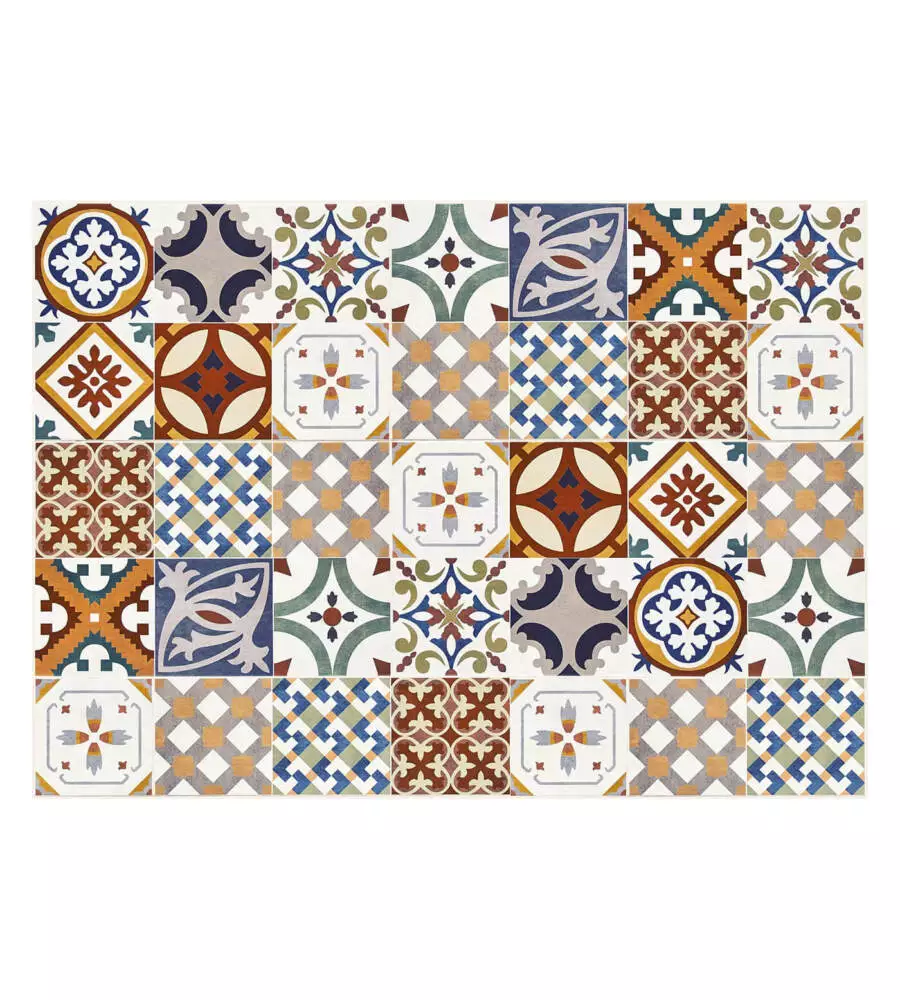 PARASCHIZZI DA CUCINA IN ALLUMINIO FANTASIA "RED AZULEJOS", 84X60 CM