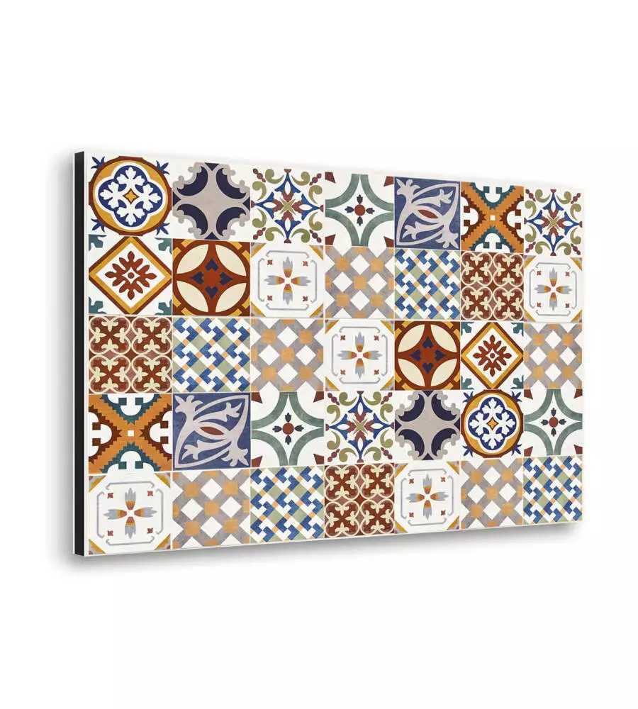 PARASCHIZZI DA CUCINA IN ALLUMINIO FANTASIA "RED AZULEJOS", 84X60 CM
