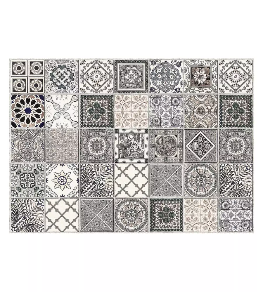 PARASCHIZZI DA CUCINA IN ALLUMINIO FANTASIA "GREY AZULEJOS", 84X60 CM