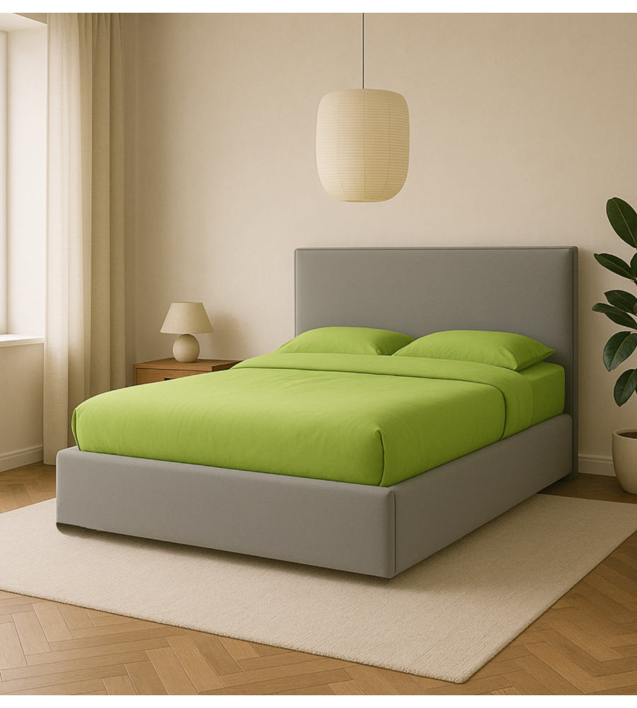LETTO MATRIMONIALE CONTENITORE "ZOOM" IN ECOPELLE GRIGIO 160X190 CM