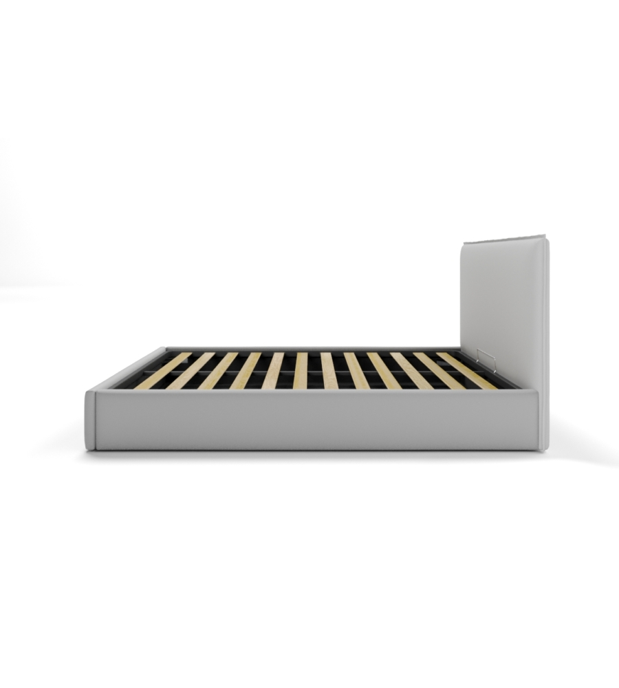 LETTO MATRIMONIALE CONTENITORE "ZOOM" IN ECOPELLE GRIGIO 160X190 CM