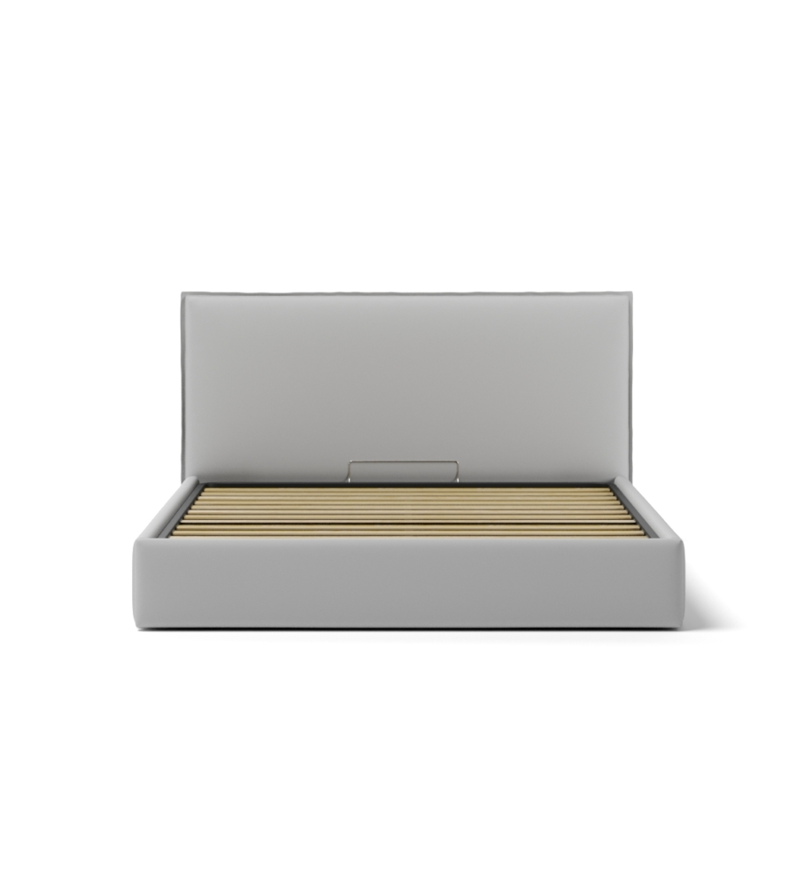 LETTO MATRIMONIALE CONTENITORE "ZOOM" IN ECOPELLE GRIGIO 160X190 CM