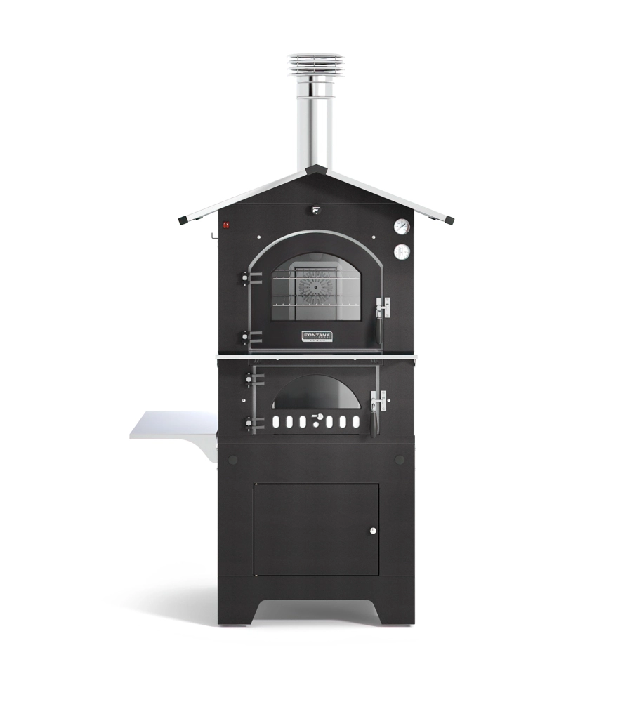 FORNO PIZZA A LEGNA FONTANA "GUSTO 80x65" COLORE ANTRACITE 3 PIZZE