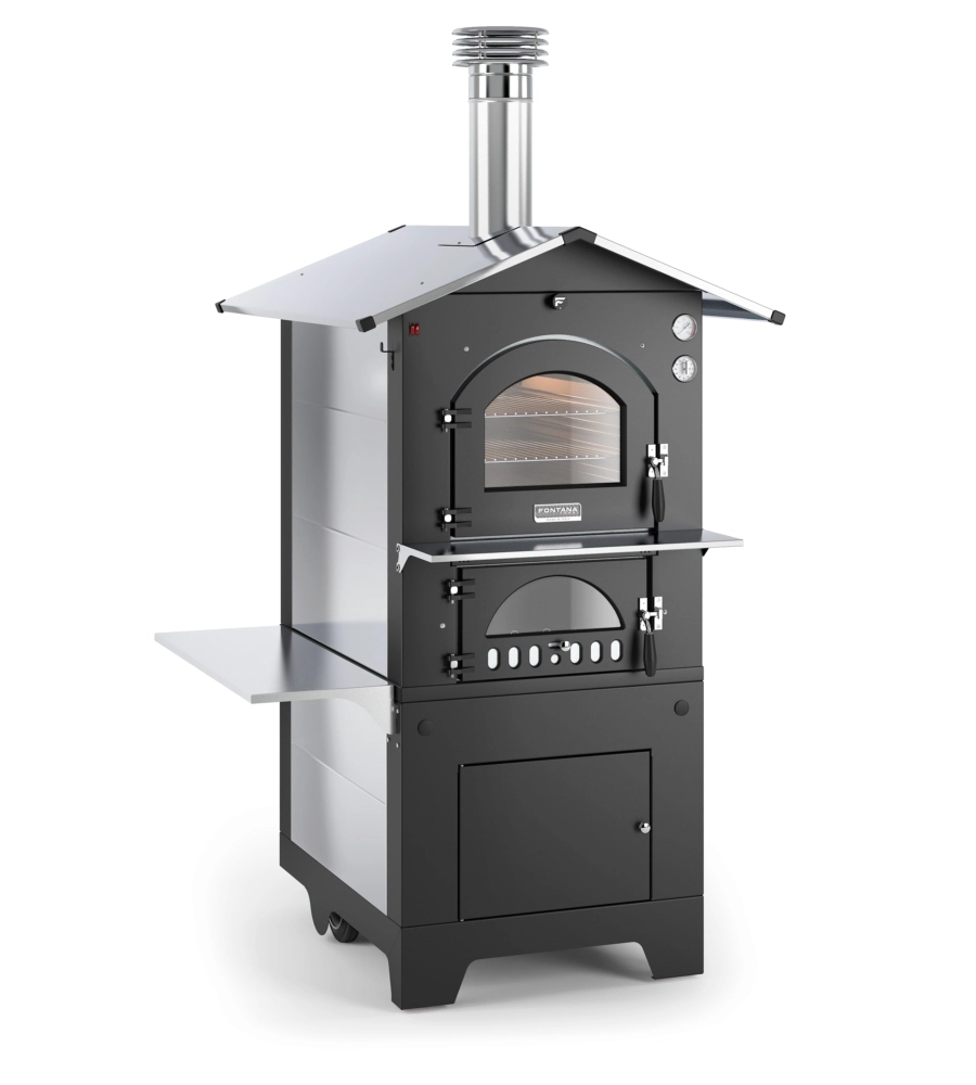 FORNO PIZZA A LEGNA FONTANA "GUSTO 80x54" COLORE ANTRACITE 2/3 PIZZE