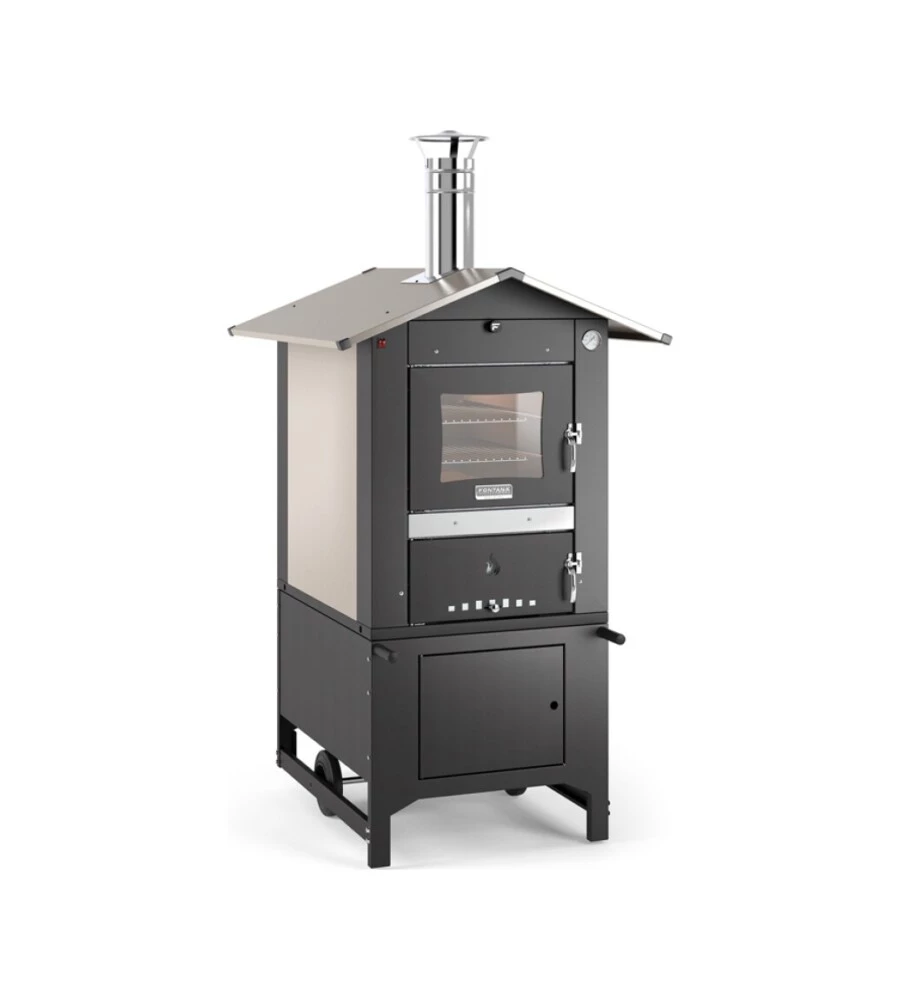 FORNO PIZZA A LEGNA FONTANA "PEOPLE 80X45" COLORE ANTRACITE 2 PIZZE