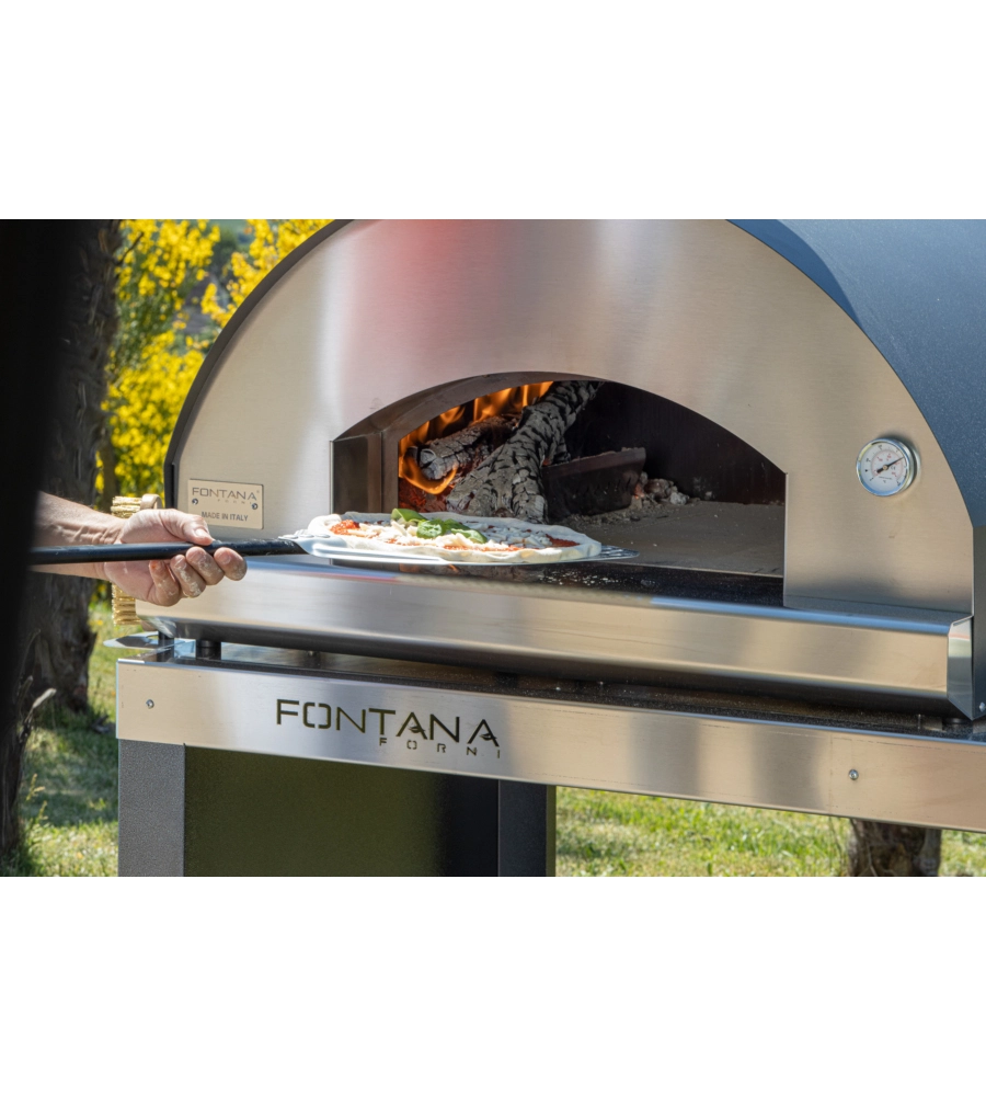 FORNO PIZZA A LEGNA FONTANA "MANGIAFUOCO" COLORE ANTRACITE 4 PIZZE