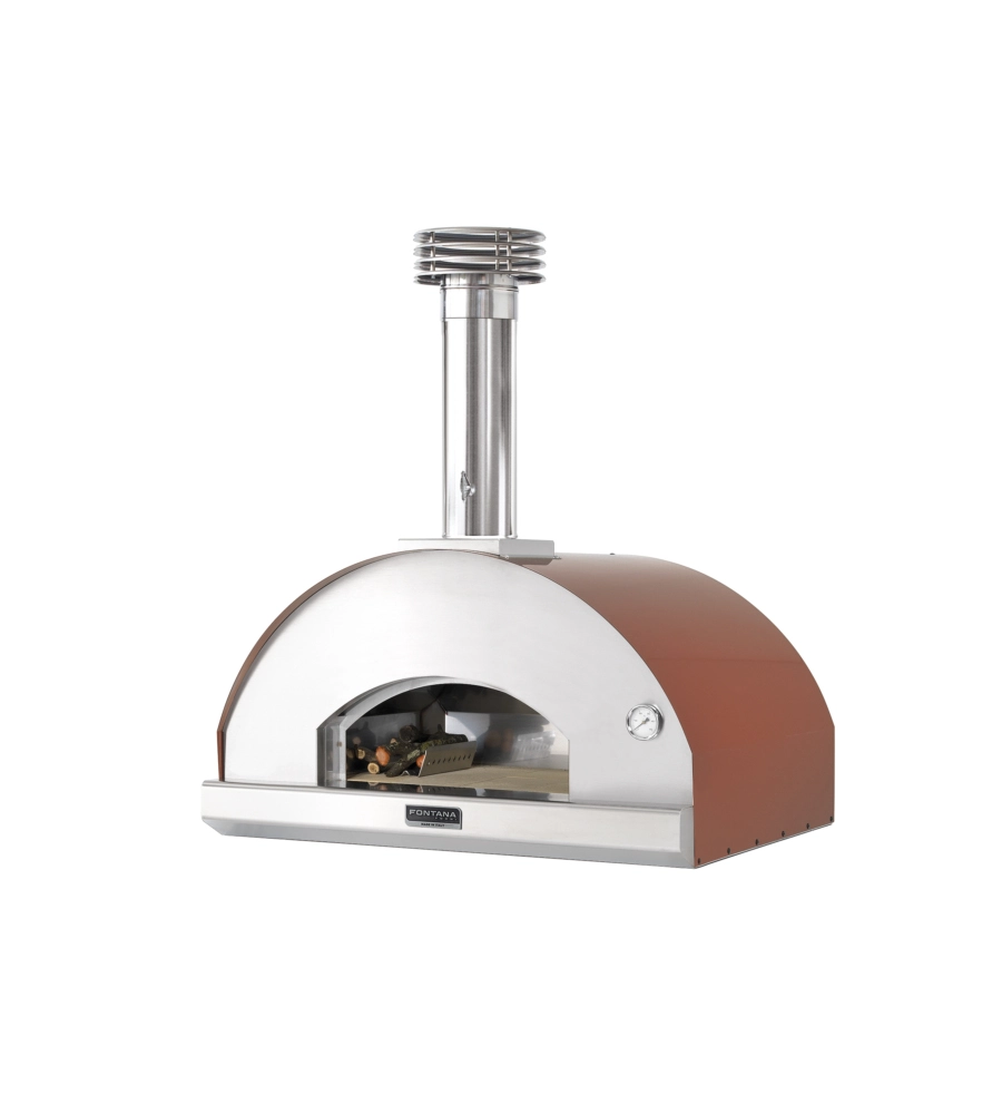 FORNO PIZZA A LEGNA FONTANA "MANGIAFUOCO" COLORE ROSSO 4 PIZZE