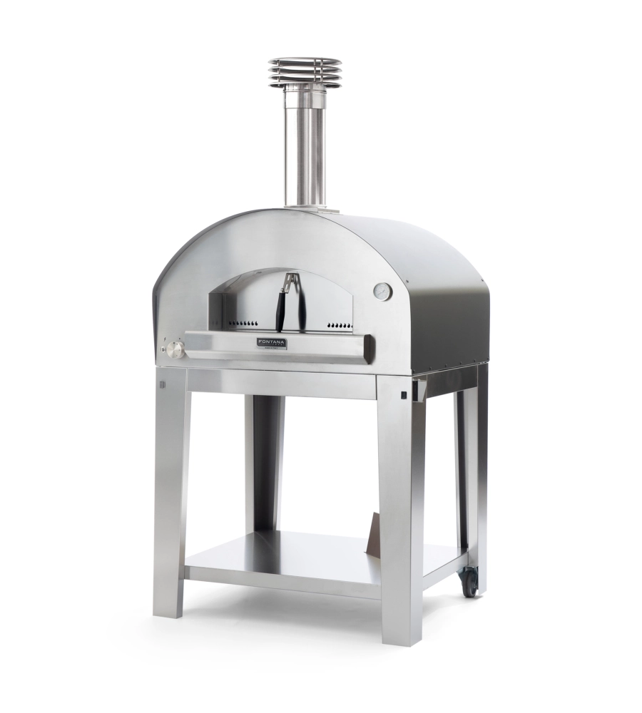 FORNO PIZZA A GAS CON CARRELLO FONTANA "MANGIAFUOCO" COLORE ANTRACITE 4 PIZZE