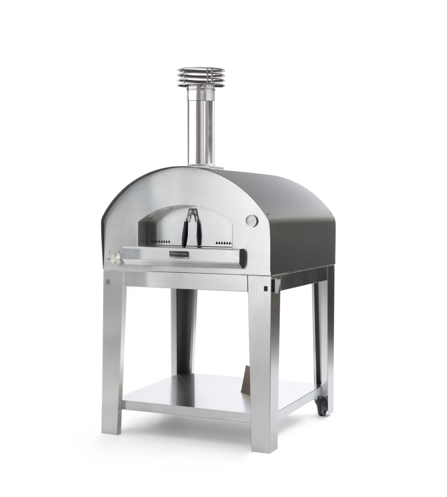 FORNO PIZZA A GAS CON CARRELLO FONTANA "MARINARA" COLORE ANTRACITE 5 PIZZE