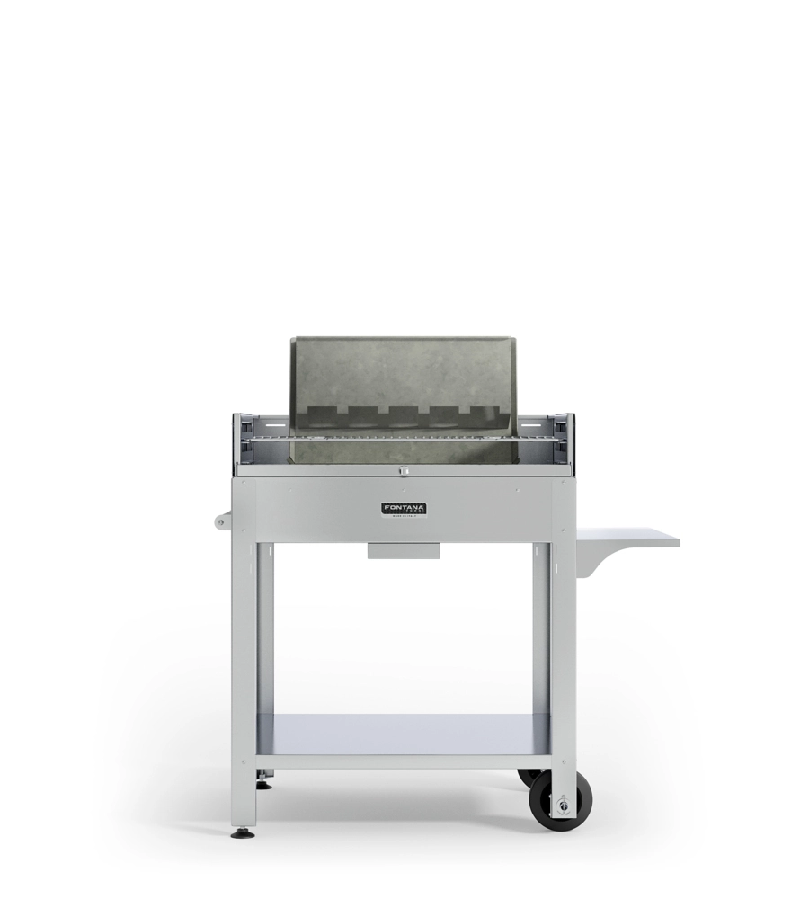 BARBECUE A LEGNA O CARBONELLA FONTANA "TIRRENO" COLORE ACCIAIO E GRIGLIA 80X40