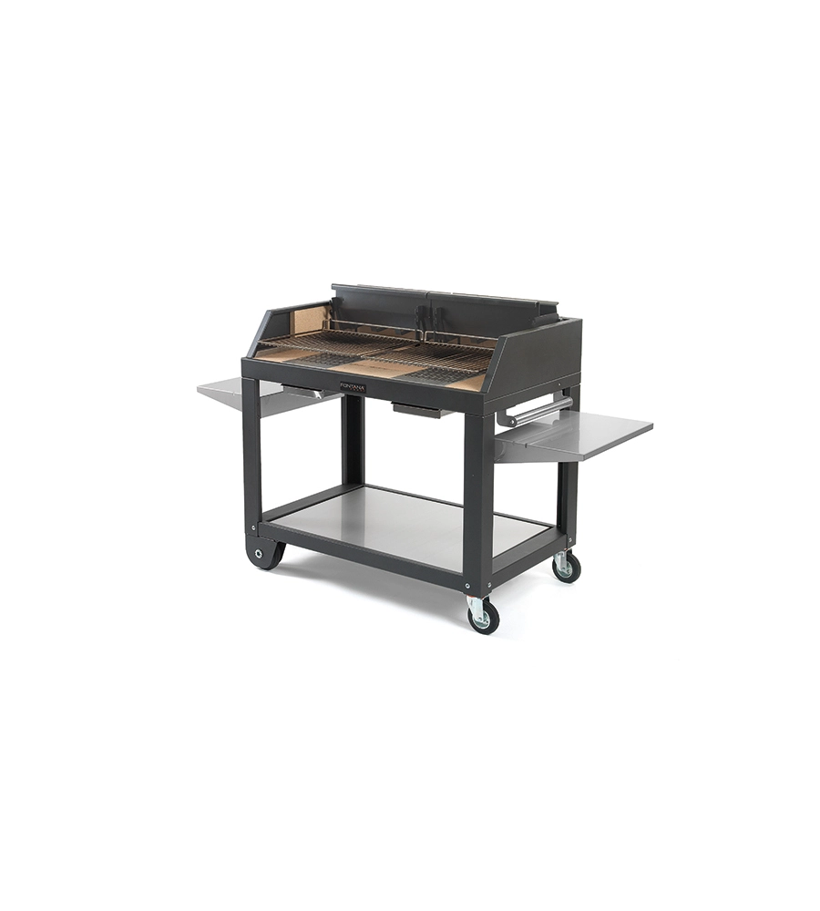 BARBECUE A LEGNA FONTANA "EGEO 80" COLORE NERO E GRIGLIA 80X40