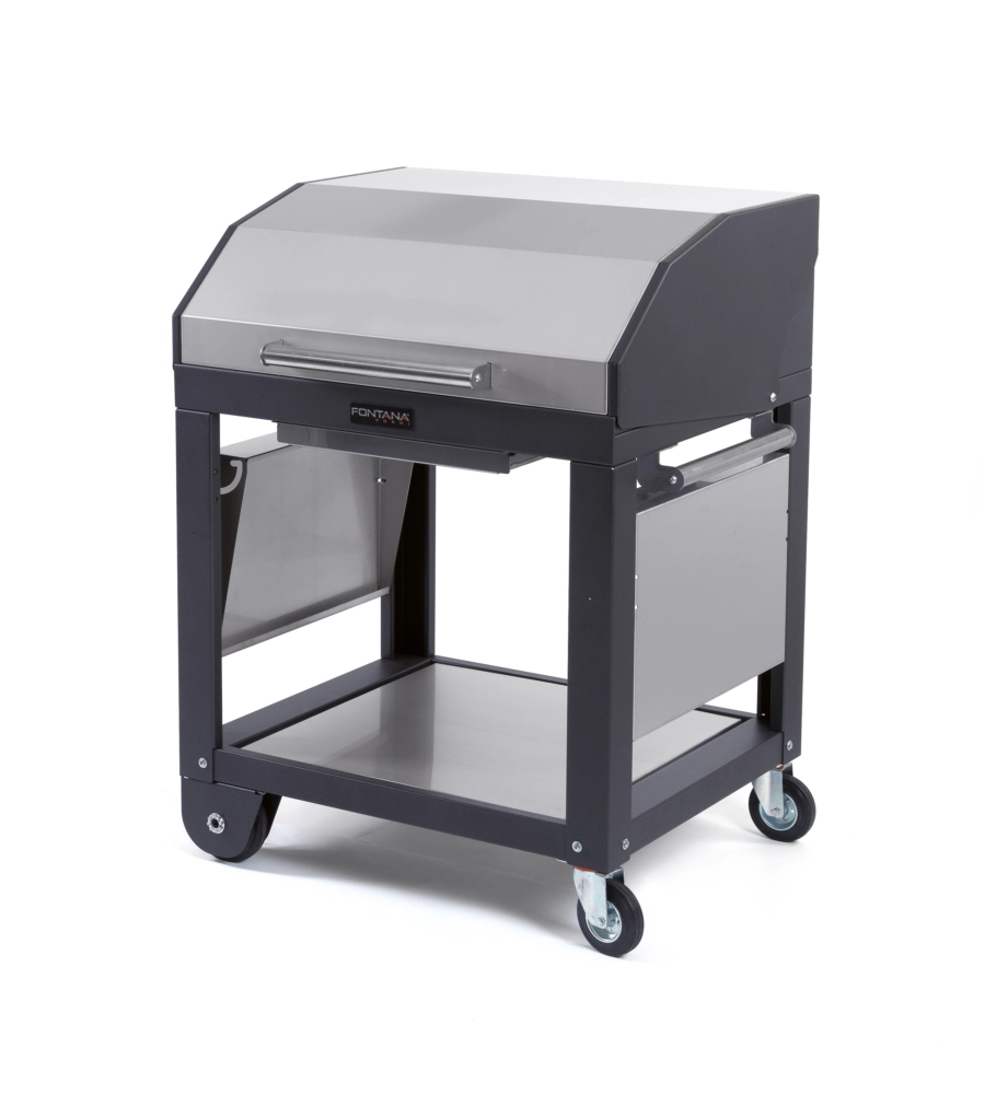 BARBECUE A LEGNA FONTANA "TIRRENO APPOGGIO" COLORE ACCIAIO E GRIGLIA 80X40