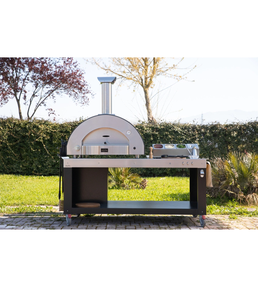 FORNO PIZZA A GAS ALFA "CLASSICO" COLORE NERO 4 PIZZE