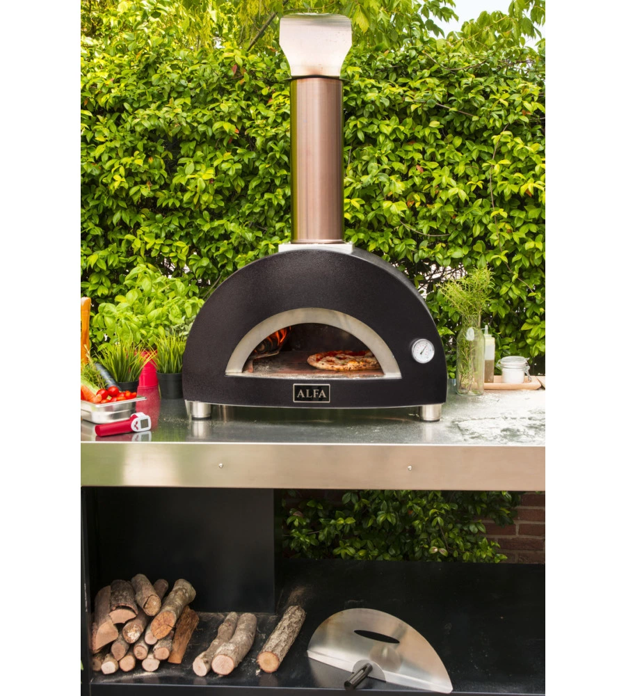 FORNO PIZZA A LEGNA ALFA "MODERNO" COLORE NERO 1 PIZZA